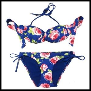 Abercrombie & Fitch Blue and Pink Floral Bikini